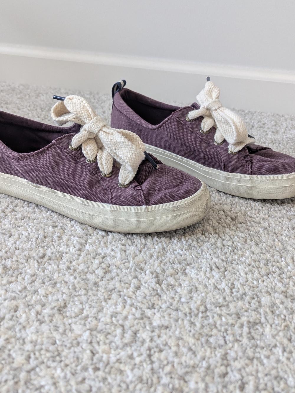 Sperry Women's Plum Canvas Sneakers with Cream Laces